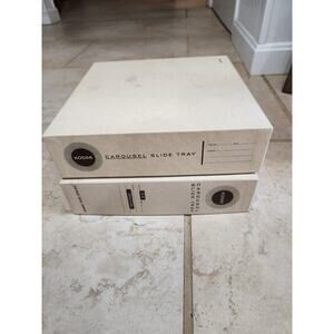 2 Kodak Carousel Empty Slide Tray 80 in Original Storage Box Vintage 1960s -